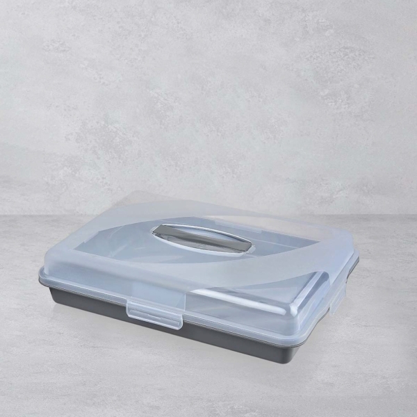  44 x 31 x 10 cm Luna Pastry Container - Grey