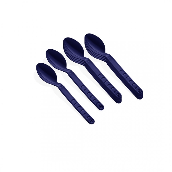 10 Pieces Terra 18 cm Plastic Spoon Set - Navy Blue