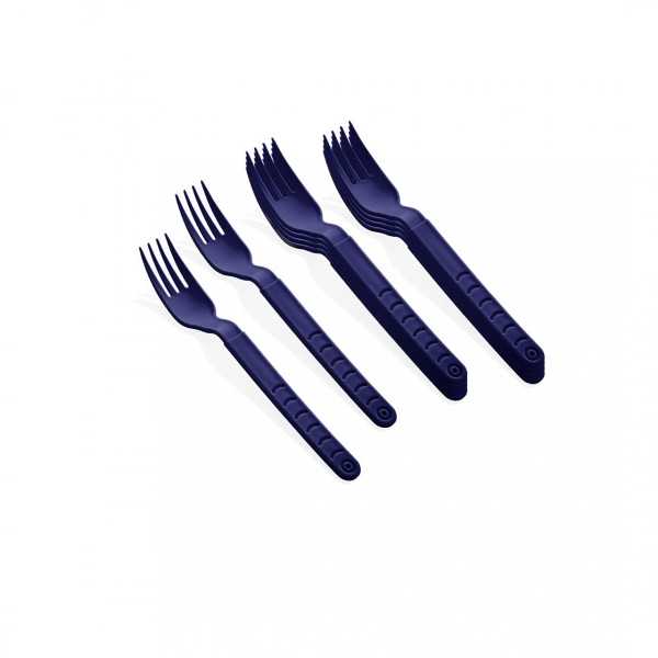 10 Pieces Terra 18 cm Plastic Fork Set - Navy Blue