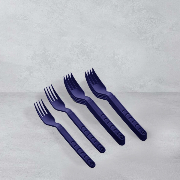10 Pieces Terra 18 cm Plastic Fork Set - Navy Blue