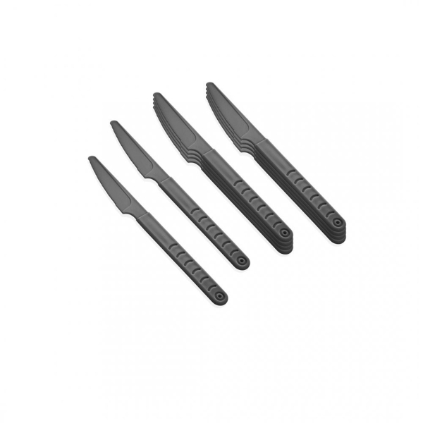 10 Pieces Terra Plastic Knife Set 17.5 cm - Grey