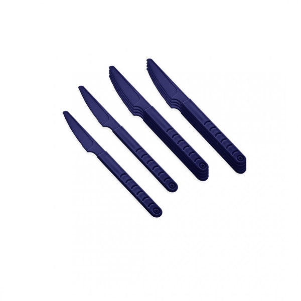 10 Pieces Terra Plastic Knife Set 17.5 cm - Navy Blue