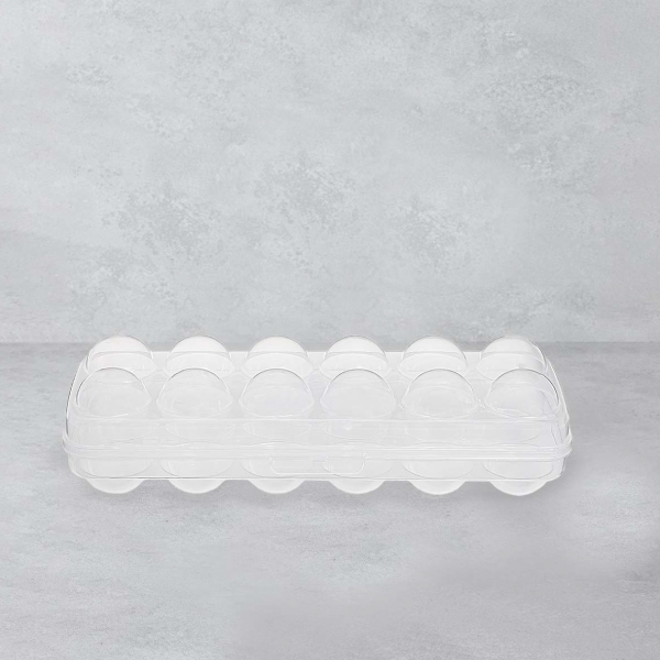 Touch &Lock Egg Box With 12 Compartments 27 x 10 x 7 cm - Transparent