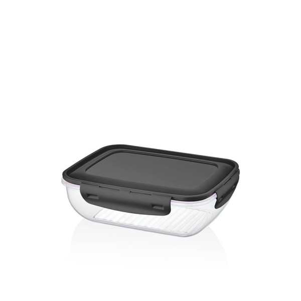350 ml Cook & Lock Cover Rectangular Shallow Storage Container - Grey