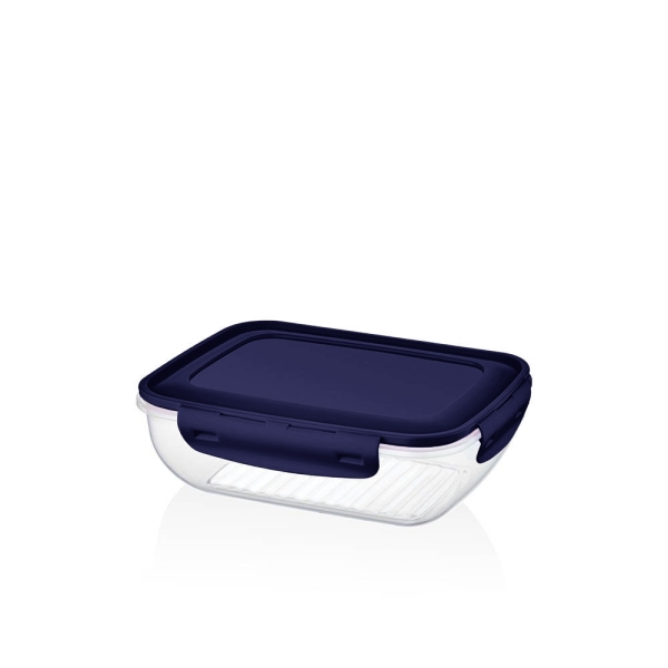 350 ml Cook & Lock Cover Rectangular Shallow Storage Container - Navy Blue