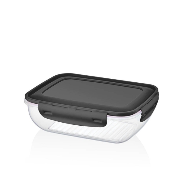 1100 ml Cook & Lock Cover Rectangular Shallow Storage Container - Grey