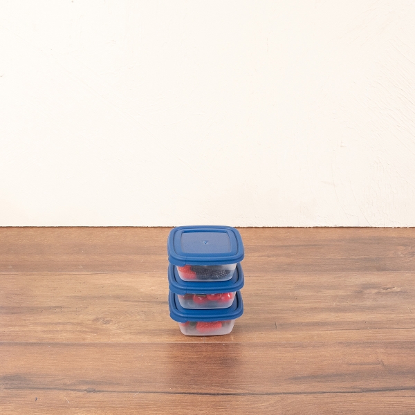 3 Pieces Cook & Keep 250 ml Square Storage Box Set - Navy Blue