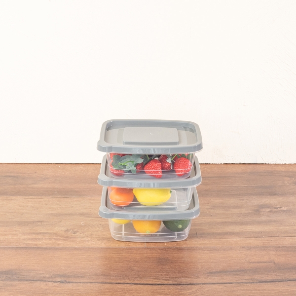 3 Pieces Eco-Fresh 1130 ml Rectangular Storage Container Set - Grey