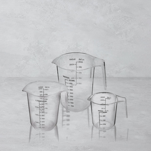 3 Pieces Aqua Measuring Jug Set - Transparent