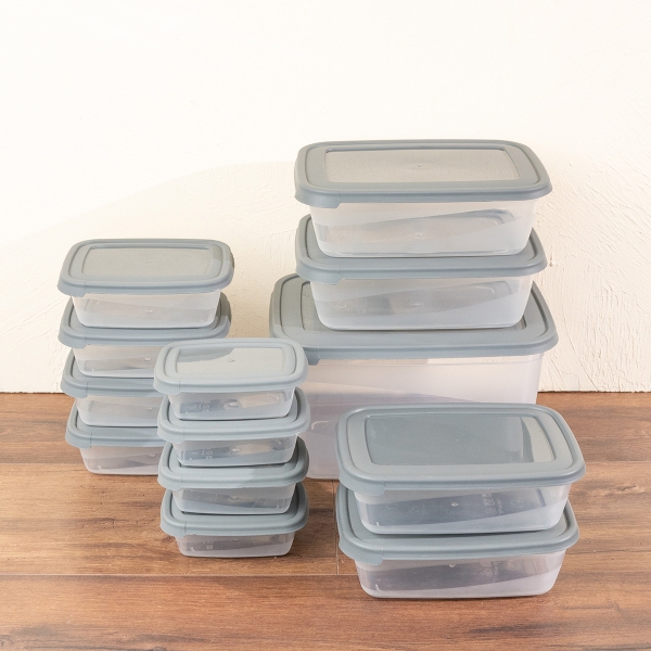 13 Pieces Cook & Keep Rectangular Storage Container Set - Grey