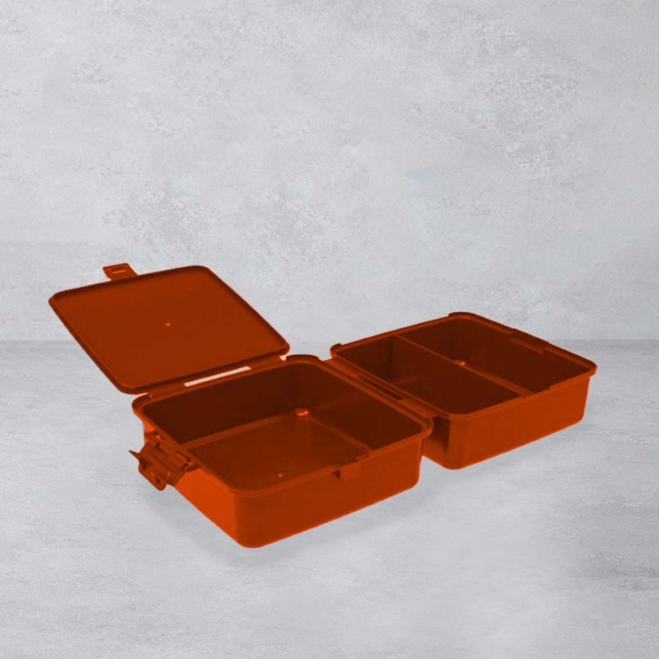 15 x 15 x 9 cm  Joyful Colored Plastic Lunch Box - Terracotta