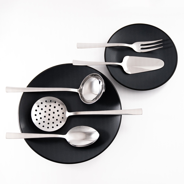 5 Pieces Deniz Mirror Finish Gel. Vacuum Table Service Set - Silver