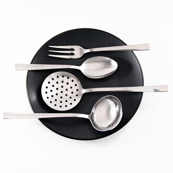 4 Pieces Deniz Mirror Finish Table Service Set - Silver