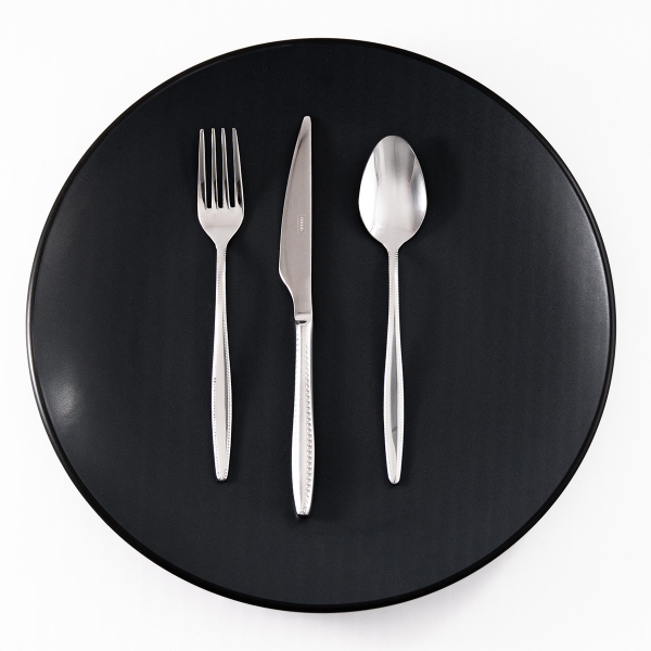 36 Pieces Sapphire Dessert Cutlery Set 3 mm - Silver
