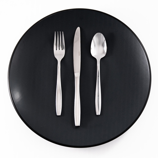 36 Pieces Olympos Dessert Cutlery Set 3 mm - Silver