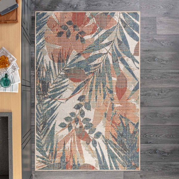 120 x 170 cm Nova Palm Serenade Decorative Rug - Green / Cream / Brick