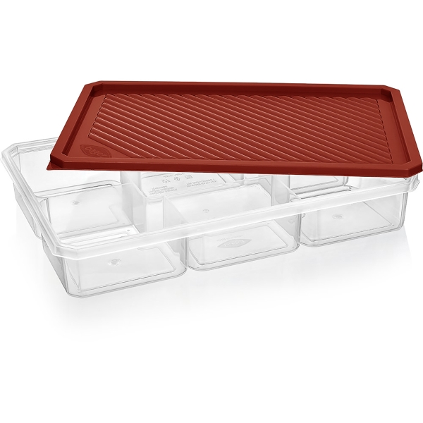 7 Parts Smart 34 x 22.5 x 5.5 cm  Plastic Storage Box - Terracotta