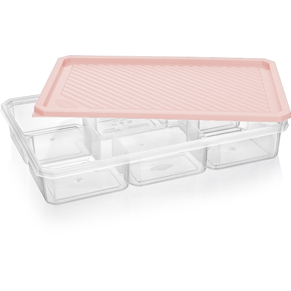 7 Parts Smart 34 x 22.5 x 5.5 cm Plastic Storage Box - Pink