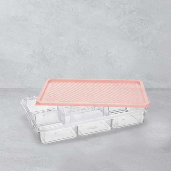 7 Parts Smart 34 x 22.5 x 5.5 cm Plastic Storage Box - Pink