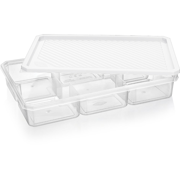 7 Parts Smart 34 x 22.5 x 5.5 cm Plastic Storage Box - White