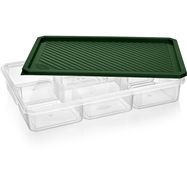 7 Parts Smart 34 x 22.5 x 5.5 cm Plastic Storage Box - Green