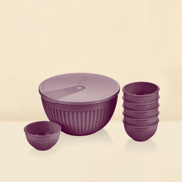 7 Pieces Sapphire 4 L Round Storage Container Set - Plum