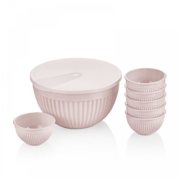 7 Pieces Sapphire Round Storage Container Set 4 L - Pink