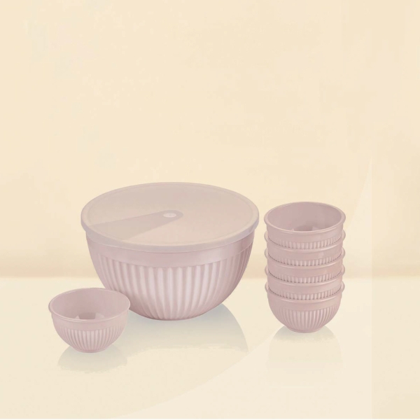 7 Pieces Sapphire Round Storage Container Set 4 L - Pink