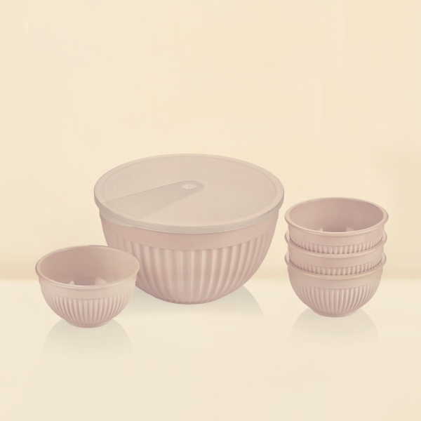 5 Pieces Sapphire 2 L Round Storage Container Set - Pink