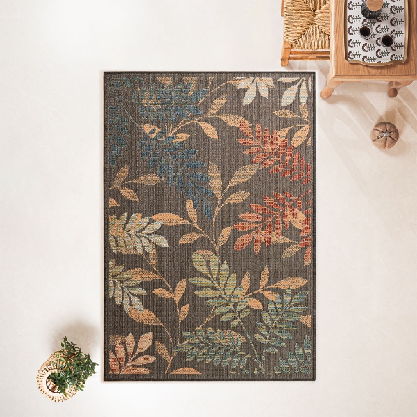 200 x 280 cm Nova Autumn Foliage Indoor Outdoor Decorative Rug - Multicolor
