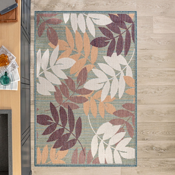 120 x 170 cm Nova Leaf Mix Decorative Rug - Green