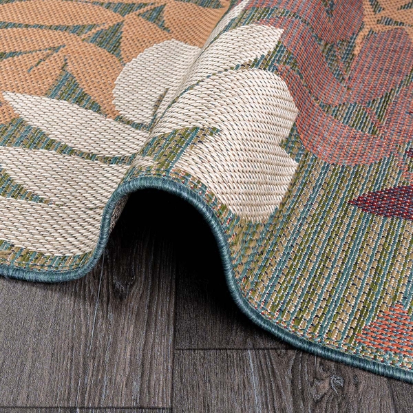 133 x 190 cm Nova Leaf Mix Oval Indoor Outdoor Decorative Rug - Green