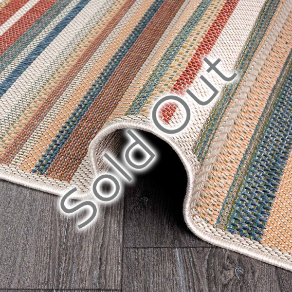 120 x 170 cm Nova Earth Tone Stripes Indoor Outdoor Decorative Rug - Green / Cream