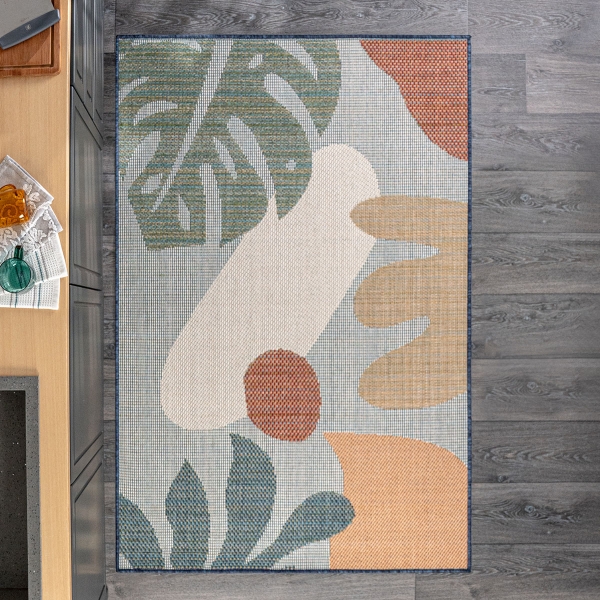 120 x 170 cm Nova Autumn Garden Decorative Rug - Green / Cream