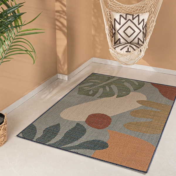 240 x 330 cm Nova Autumn Garden Indoor Outdoor Decorative Rug - Green / Cream