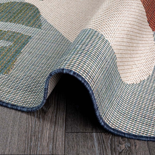133 x 190 cm Nova Autumn Garden Oval Indoor Outdoor Decorative Rug - Green / Cream