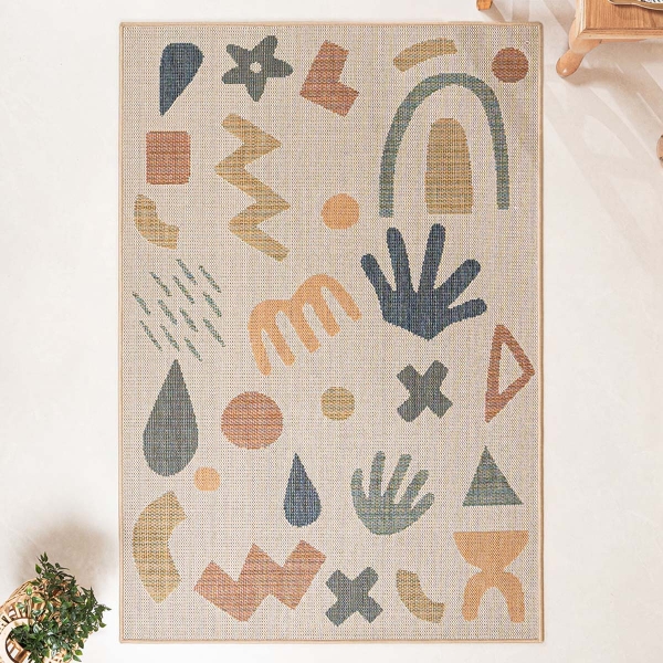 80 x 150 cm Nova Playful Shapes Indoor Outdoor Decorative Rug - Colorful