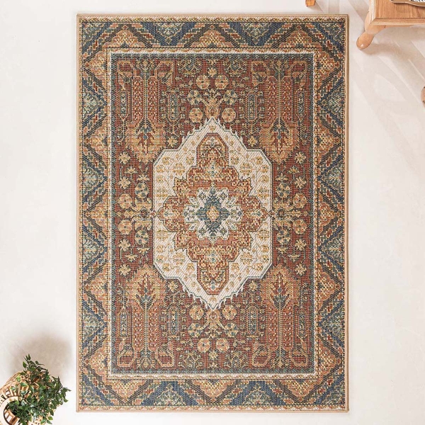 80 x 150 cm Nova Sultan's Medallion Indoor Outdoor Decorative Rug - Terracotta / Beige