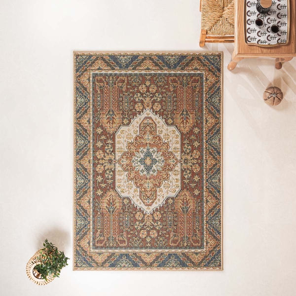120 x 170 cm Nova Sultan's Medallion Indoor Outdoor Decorative Rug - Terracotta