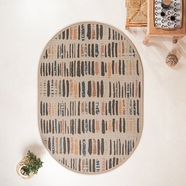 133 x 190 cm Nova Urban Mosaic Oval Indoor Outdoor Decorative Rug - Multicolor