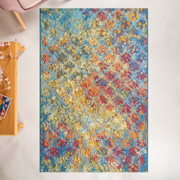 Summer Carpet – 240x330 cm Multicolor Machine Woven Indoor & Outdoor Rug – Non-Shedding & Spill-Proof