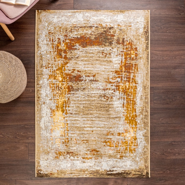 120 x 170 cm Jardin Vintage Texture Decorative Rug - Brown / Gold