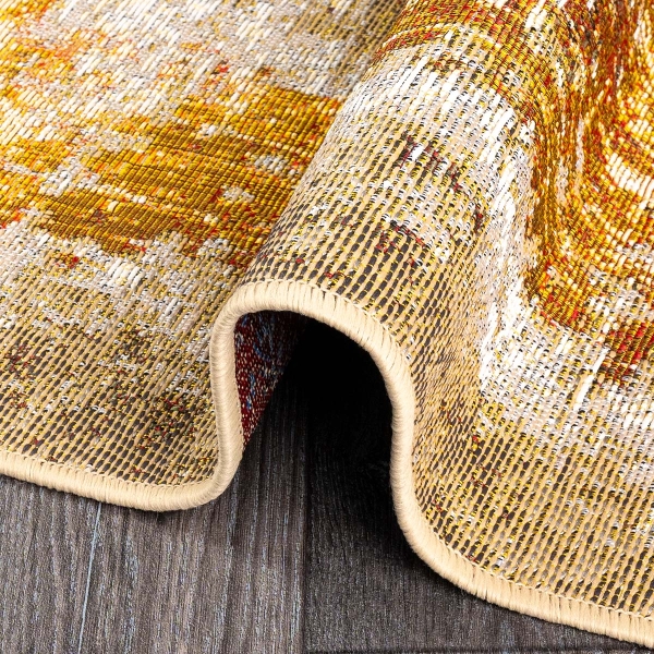 120 x 170 cm Jardin Vintage Texture Indoor Outdoor Decorative Rug - Brown / Gold