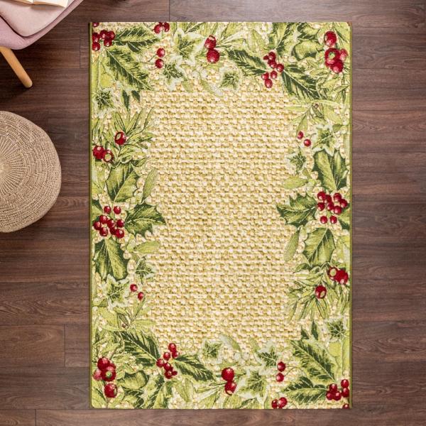 200 x 280 cm Jardin Holiday Harvest Decorative Rug - Beige / Green