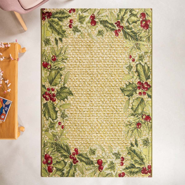 200 x 280 cm Jardin Holiday Harvest Indoor Outdoor Decorative Rug - Beige / Green