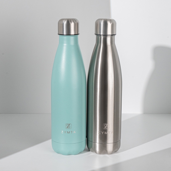 2 Pieces Water Insulated Stainless Steel Cold & Hot Bottle Set, Portable Leak Proof 500 ml - Green / Silver