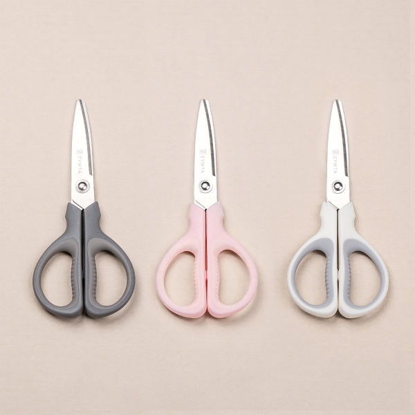 3 Pieces Office Stainless Steel Scissor Set 17.5 cm - Pink / Grey / White