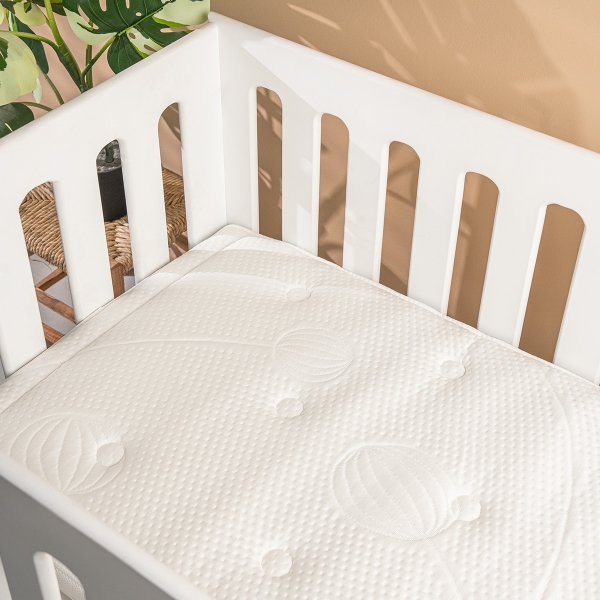 60 x 120 x 8 cm Premium Zone-Buttoned Baby Mattress - White 