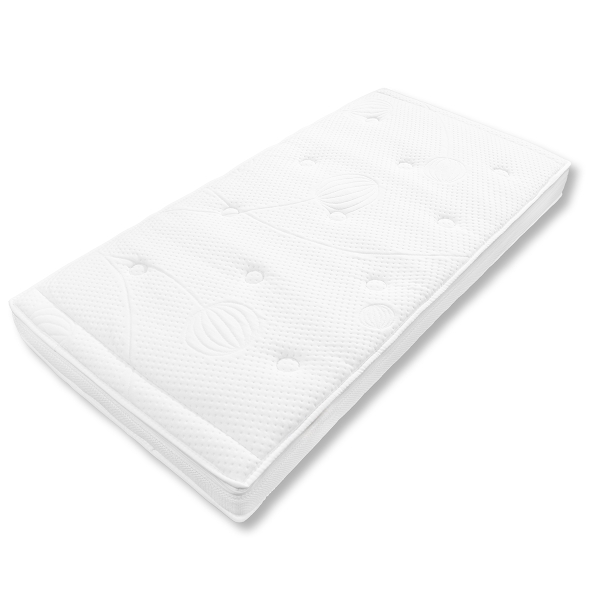 60 x 120 x 8 cm Premium Zone-Buttoned Baby Mattress - White 