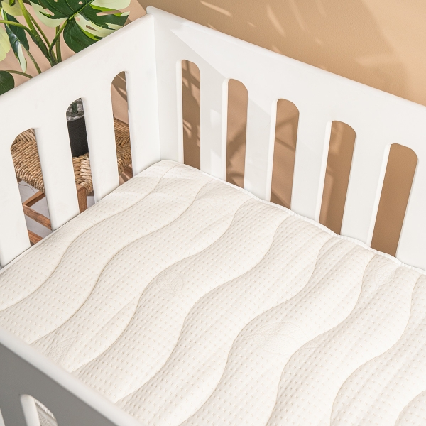 70 x 110 x 8 cm Cozy Leaves Baby Mattress - White 